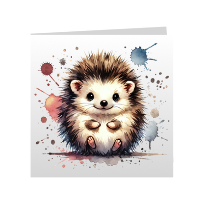 Square Greeting Cards - Cute Paint Splashed Hedgehogs - Group A