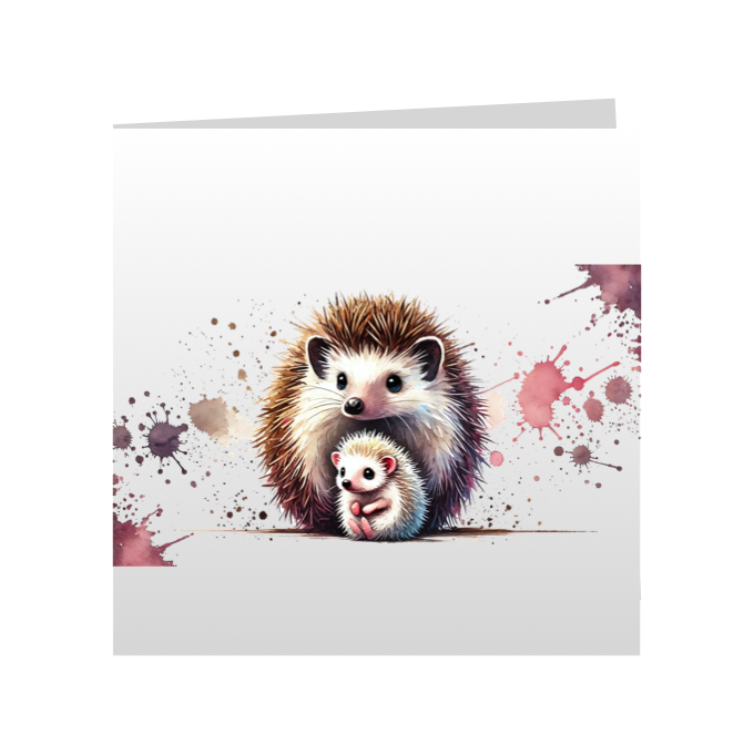 Square Greeting Cards - Cute Paint Splashed Hedgehogs - Group A