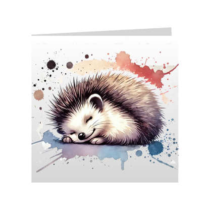 Square Greeting Cards - Cute Paint Splashed Hedgehogs - Group A