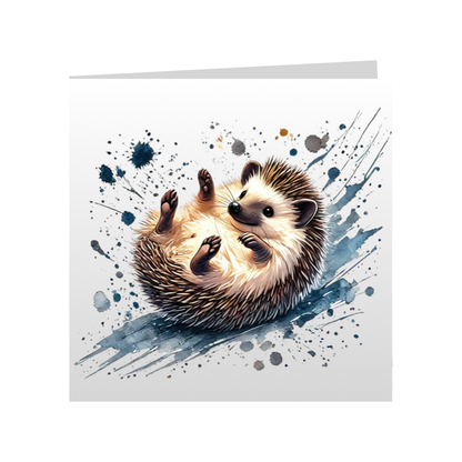 Square Greeting Cards - Cute Paint Splashed Hedgehogs - Group A