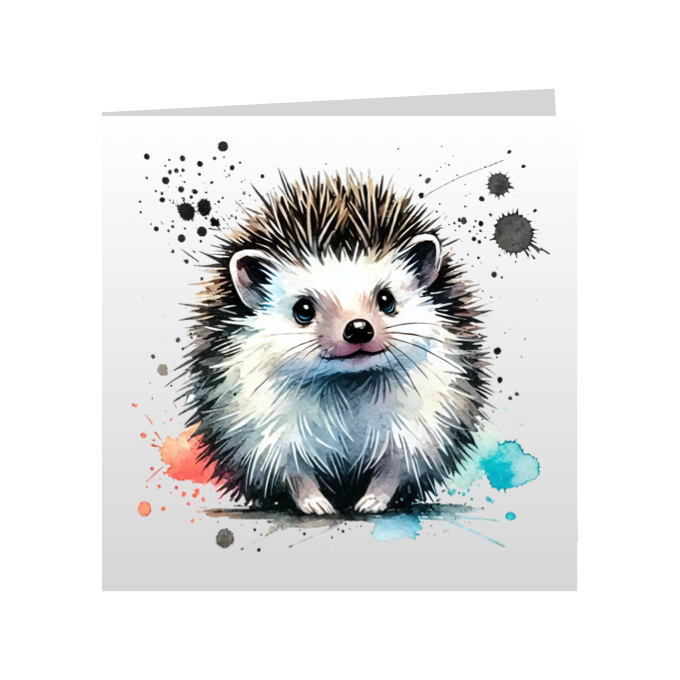 Square Greeting Cards - Cute Paint Splashed Hedgehogs - Group A