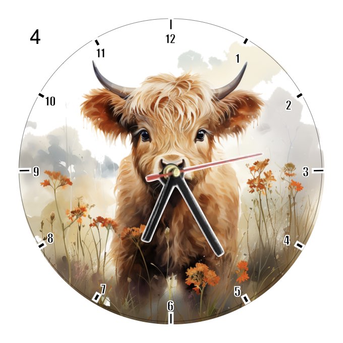 Clocks with 14x different Highland Cows - Group C