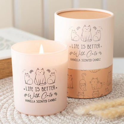 Life is better with cats - Vanilla Scented Candle