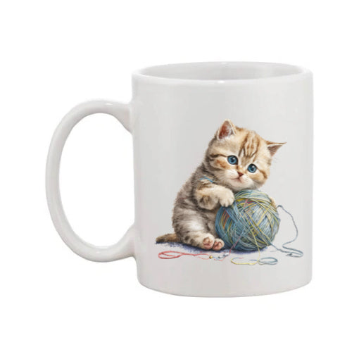 Mug - 11oz - Kitten playing with a wool 1
