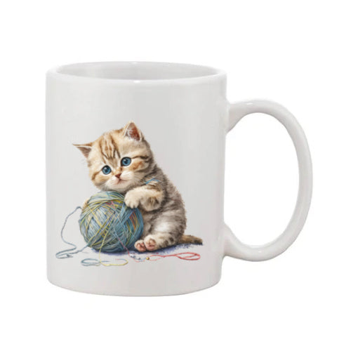 Mug - 11oz - Kitten playing with a wool 1