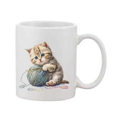 Mug - 11oz - Kitten playing with a wool 1