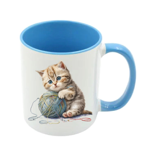Mug - 11oz - Kitten playing with a wool 1