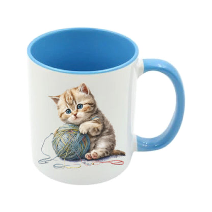 Mug - 11oz - Kitten playing with a wool 1