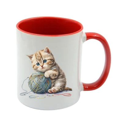 Mug - 11oz - Kitten playing with a wool 1