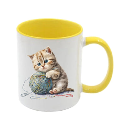 Mug - 11oz - Kitten playing with a wool 1