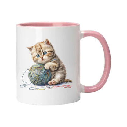 Mug - 11oz - Kitten playing with a wool 1