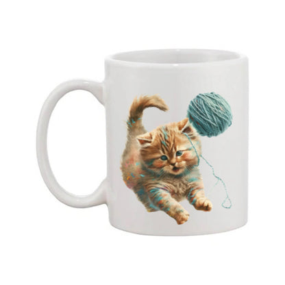 Mug - 11oz - Kitten playing with a wool 2
