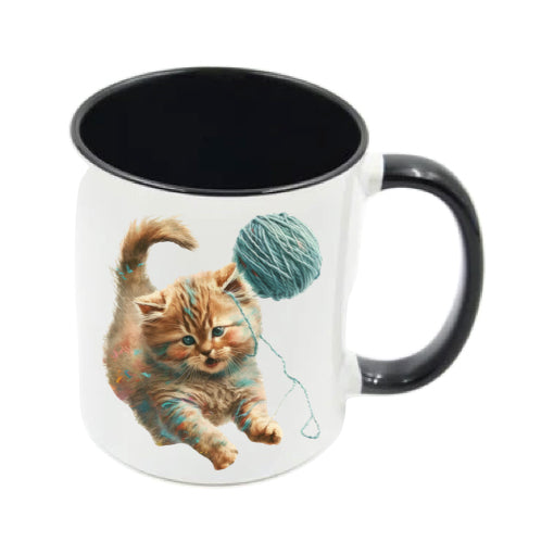 Mug - 11oz - Kitten playing with a wool 2