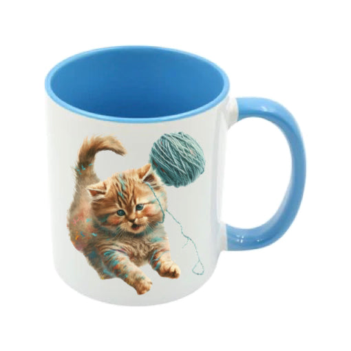Mug - 11oz - Kitten playing with a wool 2