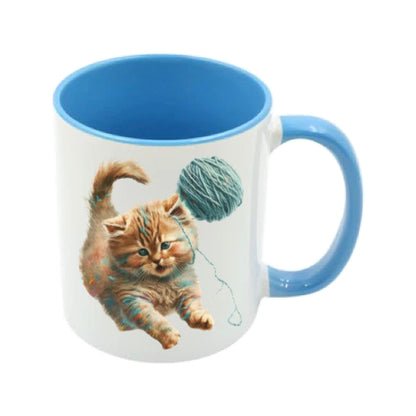 Mug - 11oz - Kitten playing with a wool 2
