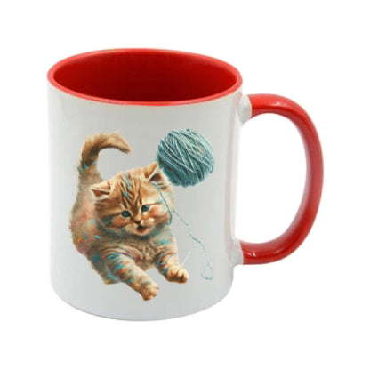 Mug - 11oz - Kitten playing with a wool 2
