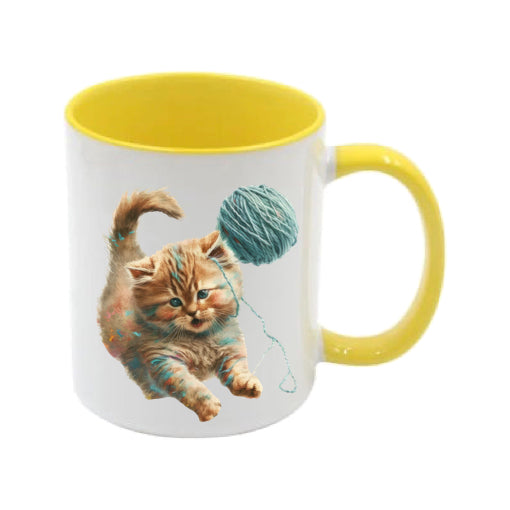 Mug - 11oz - Kitten playing with a wool 2
