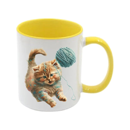 Mug - 11oz - Kitten playing with a wool 2