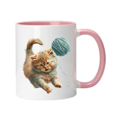 Mug - 11oz - Kitten playing with a wool 2