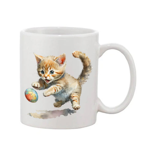 Mug - 11oz - Kitten playing with a ball