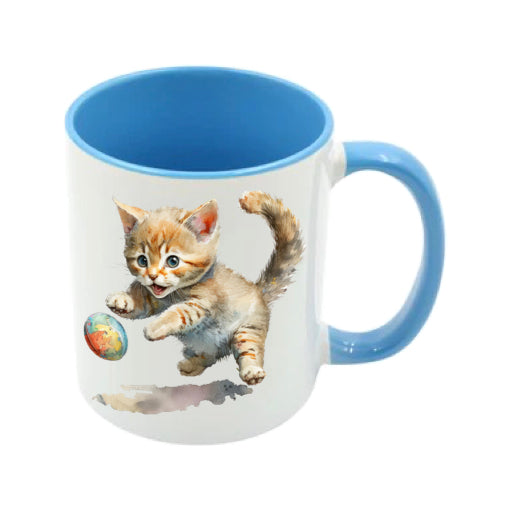 Mug - 11oz - Kitten playing with a ball