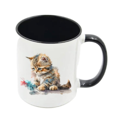 Mug - 11oz - Kitten playing with a feather