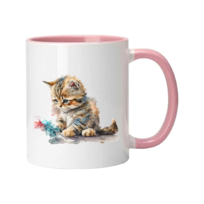 Mug - 11oz - Kitten playing with a feather