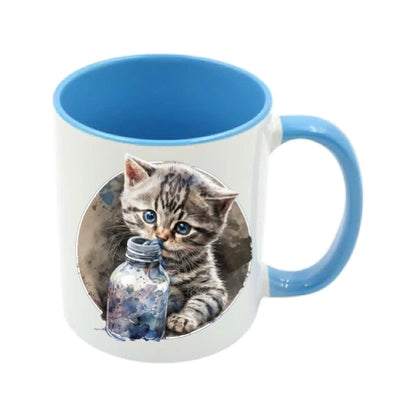 Mug - 11oz - Kitten playing with a bottle