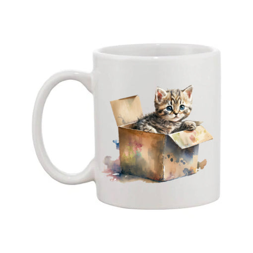 Mug - 11oz - Kitten in a cardboard box