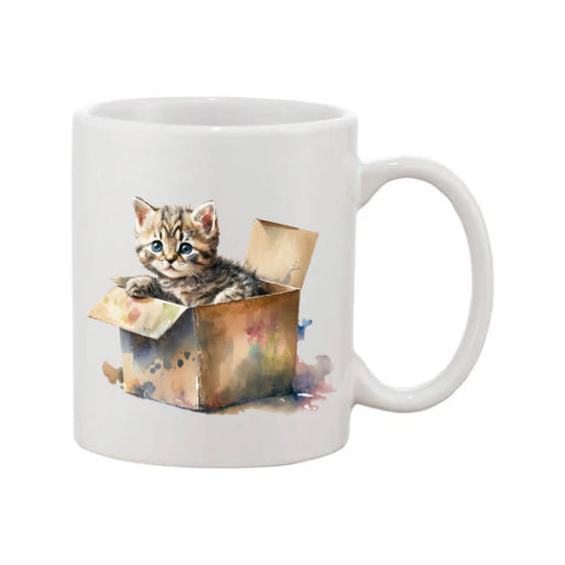 Mug - 11oz - Kitten in a cardboard box