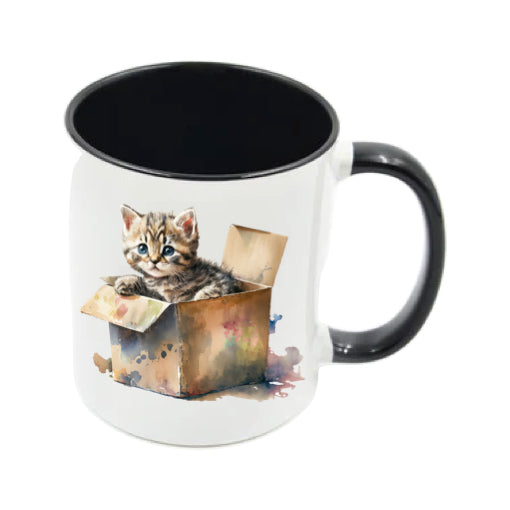 Mug - 11oz - Kitten in a cardboard box