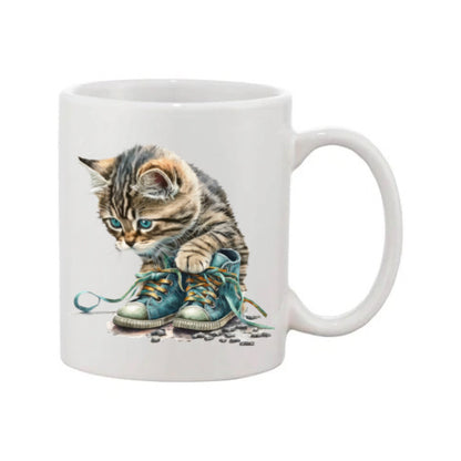 Mug - 11oz - Kitten playing with shoes