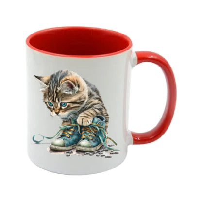 Mug - 11oz - Kitten playing with shoes