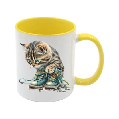 Mug - 11oz - Kitten playing with shoes