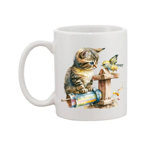 Mug - 11oz - Kitten with a bird