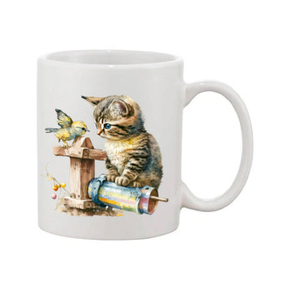 Mug - 11oz - Kitten with a bird