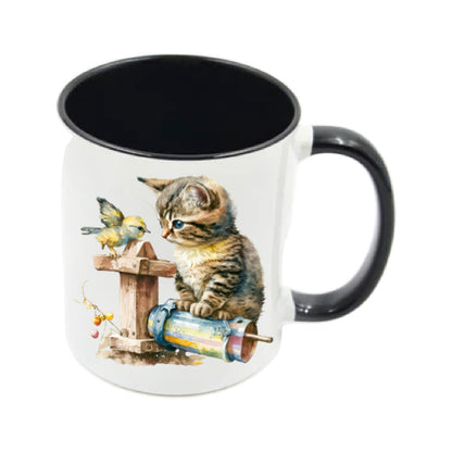 Mug - 11oz - Kitten with a bird