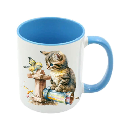 Mug - 11oz - Kitten with a bird