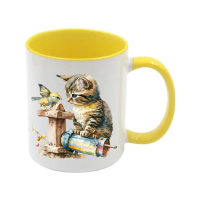 Mug - 11oz - Kitten with a bird