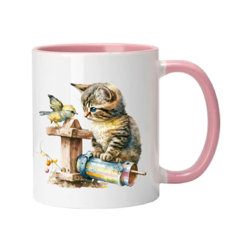 Mug - 11oz - Kitten with a bird