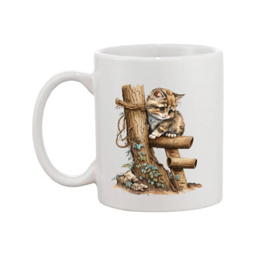 Mug - 11oz - Kitten and a tree trunk