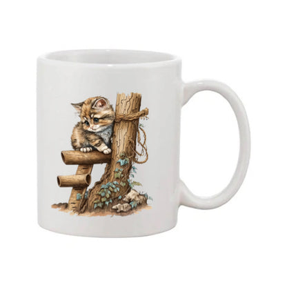 Mug - 11oz - Kitten and a tree trunk