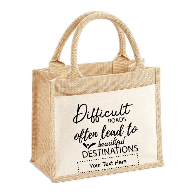 Jute Tote Bags - Mental Health Sayings