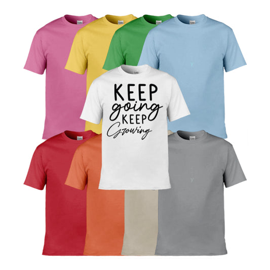 Mens T-Shirt (Gildan Softstyle 64000) - 9 Colours to choose from with 'Keep going keep growing' message