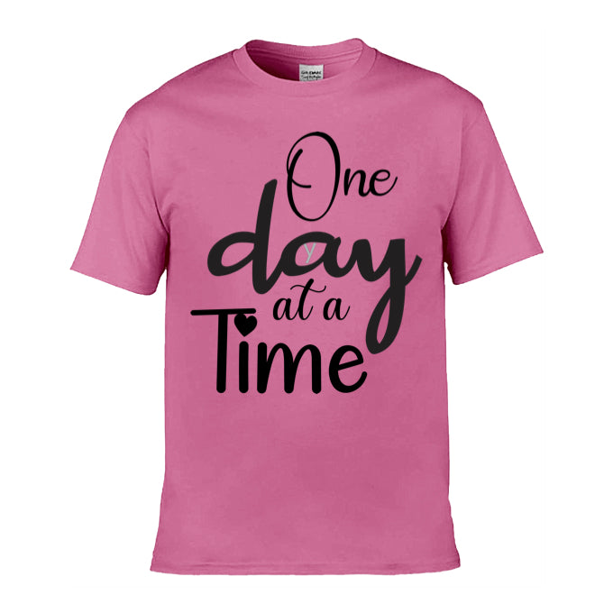 Mens T-Shirt (Gildan Softstyle 64000) - 9 Colours to choose from with 'One day at a time' message