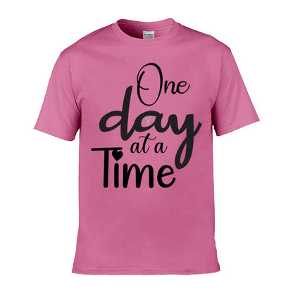 Mens T-Shirt (Gildan Softstyle 64000) - 9 Colours to choose from with 'One day at a time' message