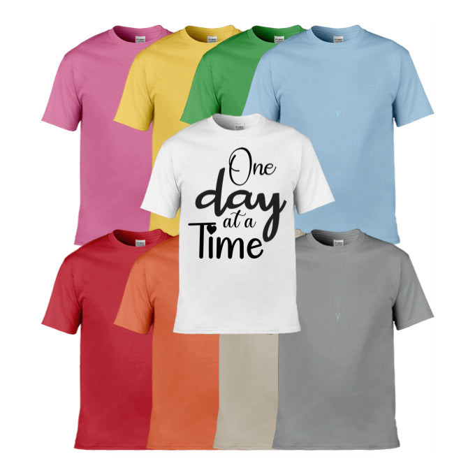Mens T-Shirt (Gildan Softstyle 64000) - 9 Colours to choose from with 'One day at a time' message