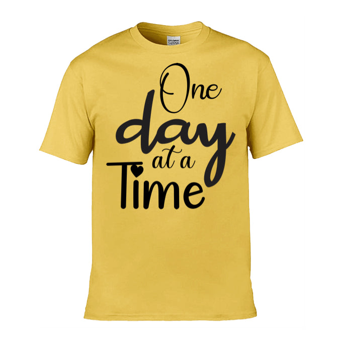 Mens T-Shirt (Gildan Softstyle 64000) - 9 Colours to choose from with 'One day at a time' message