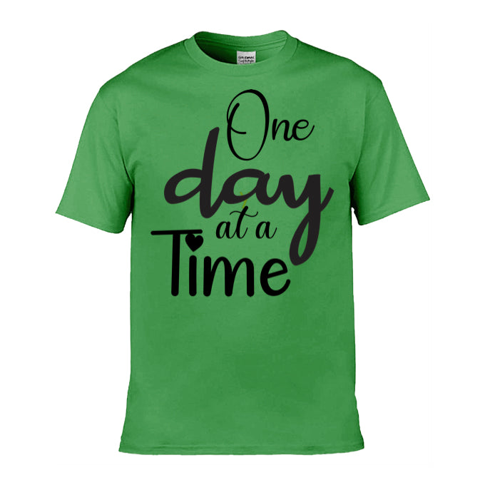 Mens T-Shirt (Gildan Softstyle 64000) - 9 Colours to choose from with 'One day at a time' message