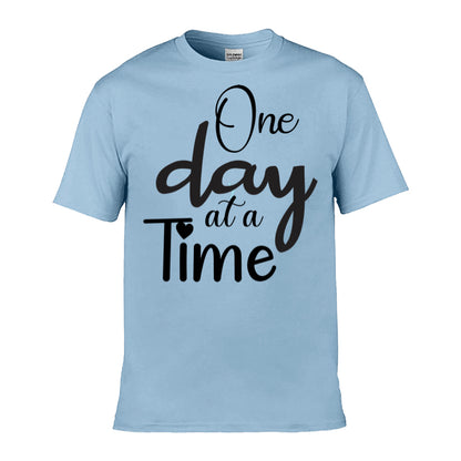 Mens T-Shirt (Gildan Softstyle 64000) - 9 Colours to choose from with 'One day at a time' message